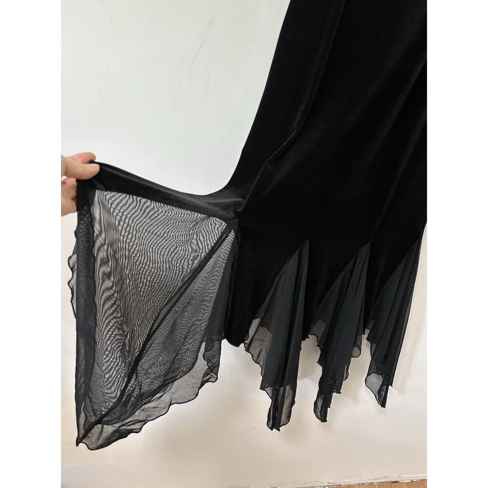 Vtg Dress Size 10 Black Velvet Chiffon Whimsygoth 90s SL FASHIONS Fairy Goth - Picture 6 of 10